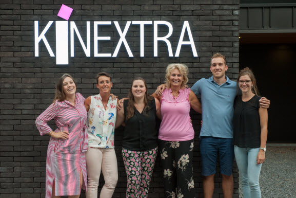Het KINEXTRA team dat voor u klaarstaat (vlnr.): Anaïs, Annelies, Naomi, Fabienne, Martijn en Jolien. 